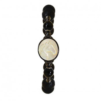 Horse seashell bracelet with onyx stone, and Volcanic stone
