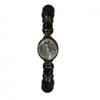 Horse seashell bracelet with onyx stone, and Volcanic stone