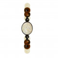 Horse shell bracelet with white agate and tiger eye