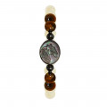 Horse shell bracelet with white agate and tiger eye