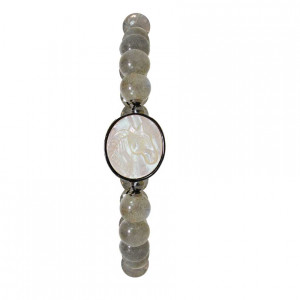 Horse seashell bracelet with Labradorite stone