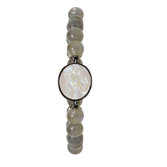 Horse seashell bracelet with Labradorite stone