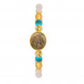 Horse bracelet with turquoise stone, citrine and pink quartz stone
