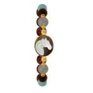 Horse  bracelet craved on shell with labradorite, coke  and hemoprofite