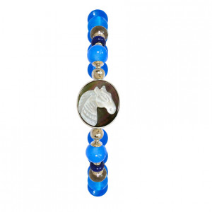 Horse seashell bracelet with blue agate, lapis and Aphrodite stone