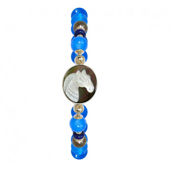 Horse seashell bracelet with blue agate, lapis and Aphrodite stone