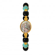 Horse seashell bracelet with onyx and turquoise stone