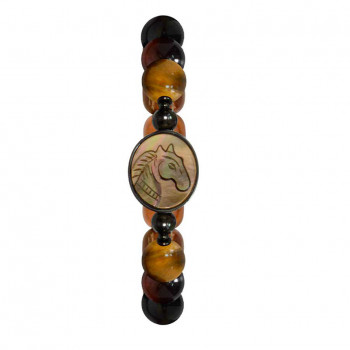 Men Multicolor Horse Bracelet, with Tiger eye and Coke