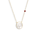 Silver chain with horse shell with red agate