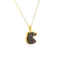 Gold-plated Silver Horse chain with a Frame and Black Shell