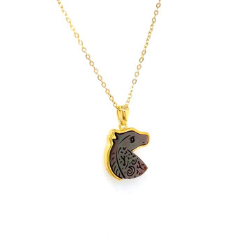 Gold-plated Silver Horse chain with a Frame and Black Shell