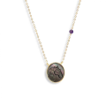 Silver chain with horse seashell with amethyst stone
