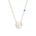 SHELL HORSE WITH SILVER CHAIN, AND blue agate 