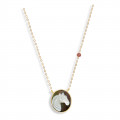  Shell horse with silver chain, and sherry quartz stone