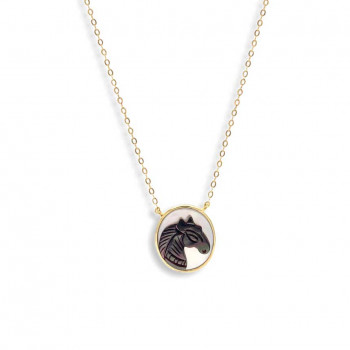 Silver chain with horse shell