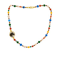 Seashell horse necklace with colored agate, garnet, and coke (chakras)