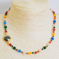 Seashell horse necklace with colored agate, garnet, and coke (chakras)