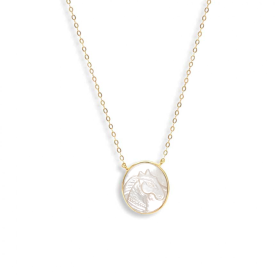 Silver chain with horse shell