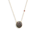  Shell horse with silver chain, and sherry quartz stone