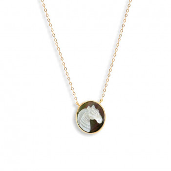 Silver chain with horse shell