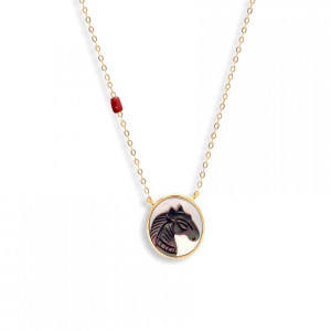 SHELL HORSE WITH SILVER CHAIN, AND coral