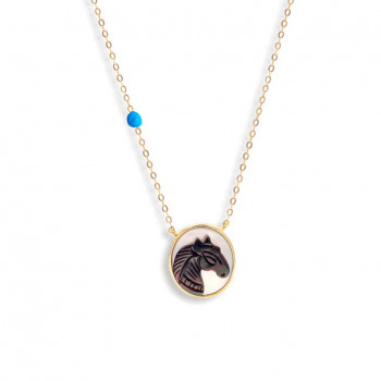 SHELL HORSE WITH SILVER CHAIN, AND turquoise