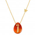 18K Gold chain with letter (A) with 5 pieces of diamonds on a Stone of your choice