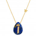 18K Gold chain with letter (A) with 5 pieces of diamonds on a Stone of your choice