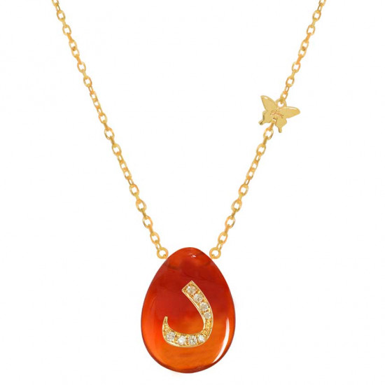 18K GOLD CHAIN WITH LETTER (D) WITH 8 PIECES OF DIAMONDS ON a stone of your choice