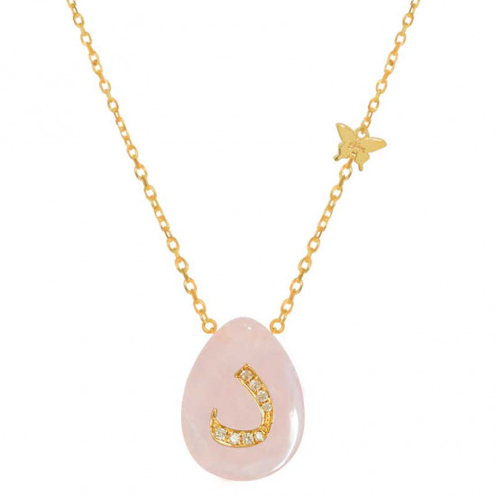 18K GOLD CHAIN WITH LETTER (D) WITH 8 PIECES OF DIAMONDS ON a stone of your choice