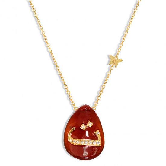 18K GOLD CHAIN WITH LETTER (T) WITH 11 PIECES OF DIAMONDS ON a stone of your choice