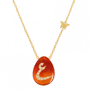 18K GOLD CHAIN WITH LETTER ( AIN ) WITH 10 PIECES OF DIAMONDS ON A STONE OF YOUR CHOICE