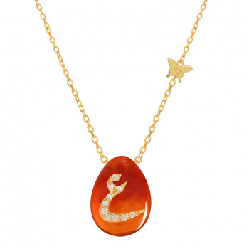 18K GOLD CHAIN WITH LETTER ( AIN ) WITH 10 PIECES OF DIAMONDS ON A STONE OF YOUR CHOICE