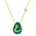 18K GOLD CHAIN WITH LETTER ( AIN ) WITH 10 PIECES OF DIAMONDS ON A STONE OF YOUR CHOICE