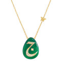 18K GOLD CHAIN WITH LETTER (G) WITH 9 PIECES OF DIAMONDS on a Stone of your choice