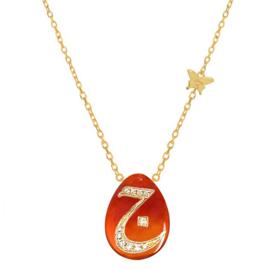 18K GOLD CHAIN WITH LETTER (G) WITH 9 PIECES OF DIAMONDS on a Stone of your choice