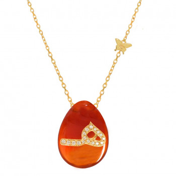18K GOLD CHAIN WITH LETTER ( H ) WITH 17 PIECES OF DIAMONDS ON A STONE OF YOUR CHOICE