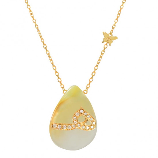 18K GOLD CHAIN WITH LETTER ( H ) WITH 17 PIECES OF DIAMONDS ON A STONE OF YOUR CHOICE