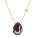 18K GOLD CHAIN WITH LETTER ( L ) WITH 8 PIECES OF DIAMONDS ON A STONE OF YOUR CHOICE