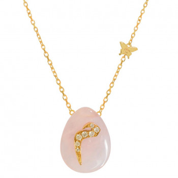 18K GOLD CHAIN WITH LETTER ( M ) WITH 7 PIECES OF DIAMONDS ON A STONE OF YOUR CHOICE
