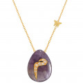 18K GOLD CHAIN WITH LETTER ( M ) WITH 7 PIECES OF DIAMONDS ON A STONE OF YOUR CHOICE