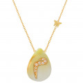 18K GOLD CHAIN WITH LETTER ( M ) WITH 7 PIECES OF DIAMONDS ON A STONE OF YOUR CHOICE