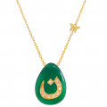 18K GOLD CHAIN WITH LETTER ( N ) WITH 9 PIECES OF DIAMONDS ON A STONEOF YOUR CHOICE