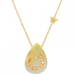 18K GOLD CHAIN WITH LETTER ( N ) WITH 9 PIECES OF DIAMONDS ON A STONEOF YOUR CHOICE
