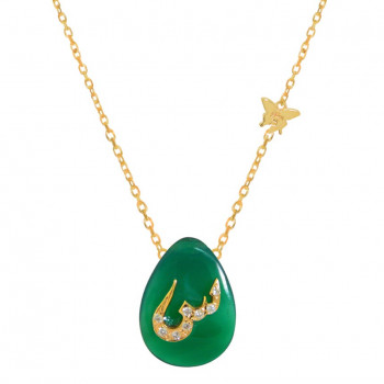 18K GOLD CHAIN WITH LETTER (S) WITH 8 PIECES OF DIAMONDS ON A STONE OF YOUR CHOICE