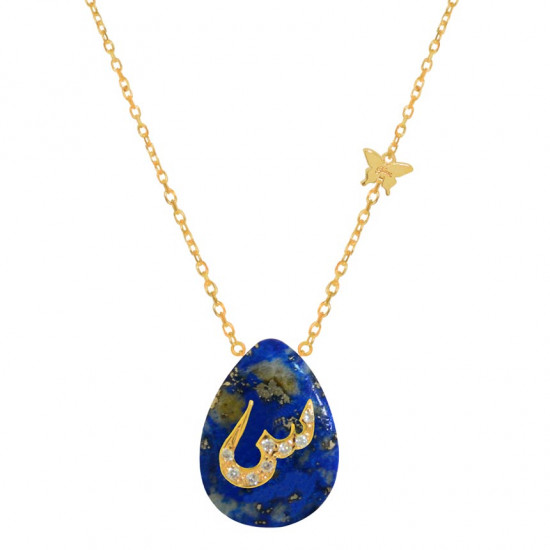 18K GOLD CHAIN WITH LETTER (S) WITH 8 PIECES OF DIAMONDS ON A STONE OF YOUR CHOICE