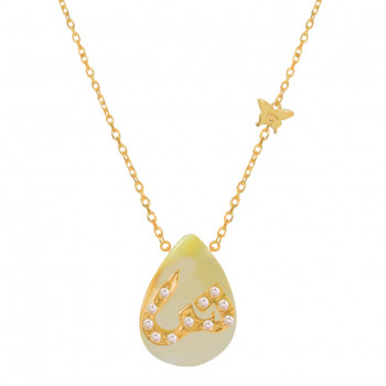18K GOLD CHAIN WITH LETTER ( SH ) WITH 11 PIECES OF DIAMONDS ON A STONE OF YOUR CHOICE