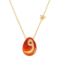 18K GOLD CHAIN WITH LETTER ( W ) WITH 17 PIECES OF DIAMONDS ON A STONE OF YOUR CHOICE