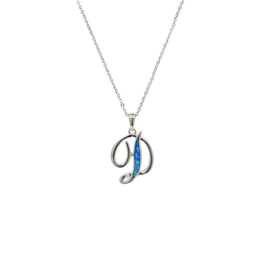 GOLD-PLATED SILVER CHAIN WITH OPAL LETTER D
