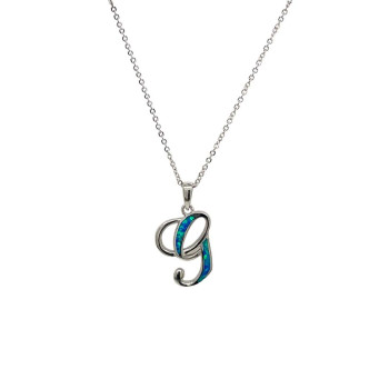 GOLD-PLATED SILVER CHAIN WITH OPAL LETTER G GOLD-PLATED SILVER CHAIN WITH OPAL LETTER G